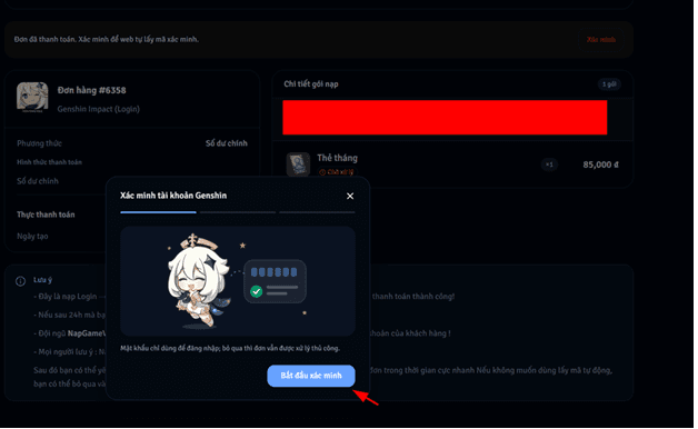 Hướng dẫn dùng tính năng xác minh lấy mã tự động khi nạp login Genshin Impact